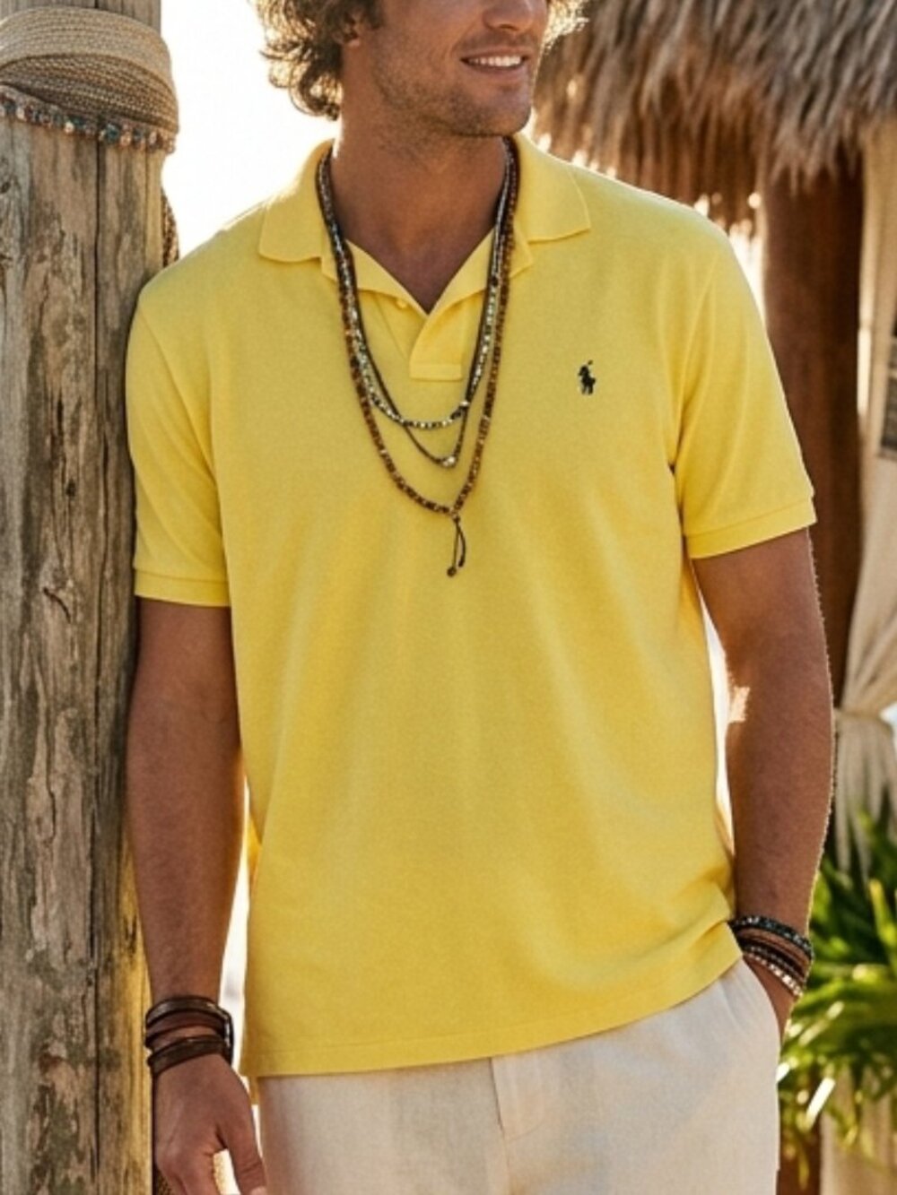 Polo Ralph Lauren Yellow Polo Shirt - Men's Classic Short Sleeve Size XL